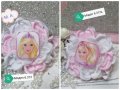 Празничен комплект с Барби в нежно розово - бяло! Ластик, шнола, диадема Налично. , снимка 1 - Шноли, диадеми, ленти - 31793783