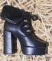 Черни дамски боти от изкуствена кожа с масивен ток и платформа. N36/ НОВИ , снимка 6