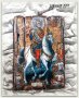икона Свети Мина на кон със светци 21/15 см - УНИКАТ, декупаж