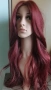  Дълга лейс фронт перука наситено бордо, снимка 9