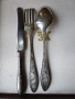 прибори посребрени от мелхиор, нови, к-т 18 бр., красиви мод."Пламя, СССР + чаени лъжички + черпак, снимка 2