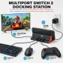 Нов адаптер Докинг станция за Switch 2, 4K HDMI, 60W USB-C, 3x USB 3.0 игри геймъри, снимка 6