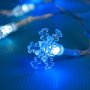 Коледни лампички Снежинки, 1.70м, Ледено синьо