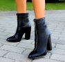 Боти на ток - черна кожа - 810, снимка 2