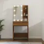 vidaXL Тоалетка с LED, кафяв дъб, 60x40x140 см, снимка 2