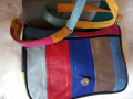 Многоцветна дамска чанта през рамо, от мека естествена кожа на парчета – светлосиньо, жълто, тъмнока, снимка 13