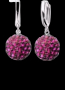 Sale Сребърни висящи обеци топчета с кристали,dark pink/нови, снимка 1 - Колиета, медальони, синджири - 44513051