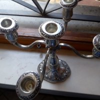 Масивен посребрен свещник с пет "рамена", снимка 7 - Декорация за дома - 33713238