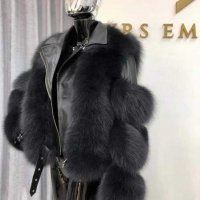 Луксозно дамско палто естествен косъм и кожа, снимка 1 - Палта, манта - 31437060