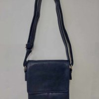 Чанта за рамо с капак, екокожа, синя - 8813, снимка 2 - Чанти - 42519012