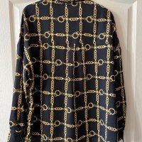 Нова черна елегантна риза златни синджири барок бароков стил , снимка 4 - Ризи - 42638328