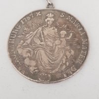 Рядка и стара сребърна монета с верижка Hungary 1/2 Thaler 1787  , снимка 1 - Нумизматика и бонистика - 40371479