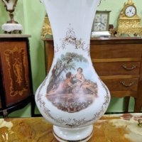 Превъзходна голяма много красива антикварна белгийска ваза Опалина , снимка 4 - Вази - 44507190