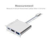 USB-C хъб Thunderbolt 3 адаптер USB C към HDMI съвместим 4K докинг станция PD зареждане за MacBook, снимка 3 - Кабели и адаптери - 38222479