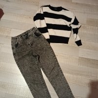 дънки и пуловер, снимка 1 - Детски панталони и дънки - 44269769