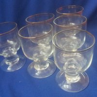 Ретро чаши за бяло вино  SILVIA, златни кантове, тънкостенни, снимка 5 - Антикварни и старинни предмети - 37828226