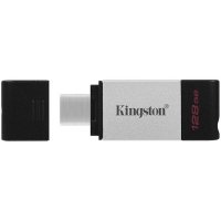 USB Флаш Памет 128GB USB Type C 3.2 Kingston DT80/128GB, Gen 1, Черна, снимка 1 - USB Flash памети - 30726851