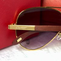 Cartier висок клас мъжки слънчеви очила авиатор с дървени дръжки, снимка 9 - Слънчеви и диоптрични очила - 42814235