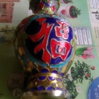 Месингова нарисувана вазичка от Китай, снимка 3 - Антикварни и старинни предмети - 31800476