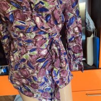 Копринена блуза Stefanel ( тип прегърни ме), снимка 2 - Блузи с дълъг ръкав и пуловери - 31974883