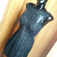 Черна къса рокля с дантела М, снимка 3 - Рокли - 21575399