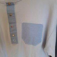 Блуза дълъг ръкав с джоб светлосиня 100 % памук, снимка 4 - Блузи - 38500302
