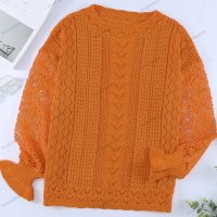 Дамски пуловер с дълъг ръкав с изрязани венчелистчета, 3цвята - 023, снимка 8 - Блузи с дълъг ръкав и пуловери - 39343746