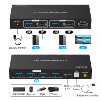 VPFET KVM превключвател с DisplayPort подържа 4K120HZ 8K60HZ DP 1.4, снимка 2 - Кабели и адаптери - 42267773