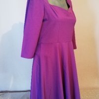 Елегантна лилава рокля с полугол гръб р-р М/Л, снимка 3 - Рокли - 29355020