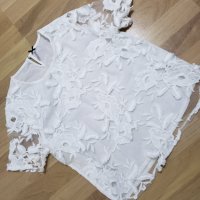 Бял топ блуза с флорални елементи  Jennifer Lopez , снимка 6 - Корсети, бюстиета, топове - 34443328