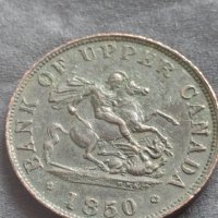 Рядка монета половин пени 1850г. Горна Канада уникат за КОЛЕКЦИОНЕРИ 30404, снимка 1 - Нумизматика и бонистика - 42686038