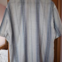 Мъжка лятна риза къс ръкав на райета в синьо и бяло , снимка 5 - Ризи - 29163111