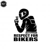 Уважение към мотористите respect for bikers стикер лепенка за автомобил кола, снимка 3 - Аксесоари и консумативи - 37069378