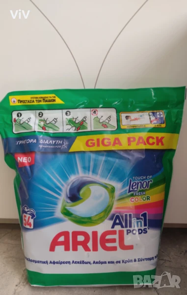 Капсули за пране Ариел All in 1 pods за цветно пране с аромат от Lenor. 54 бр. в опаковка., снимка 1