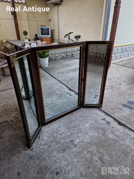 Уникално огромно антикварно английско огледало с бронзов обков , снимка 1