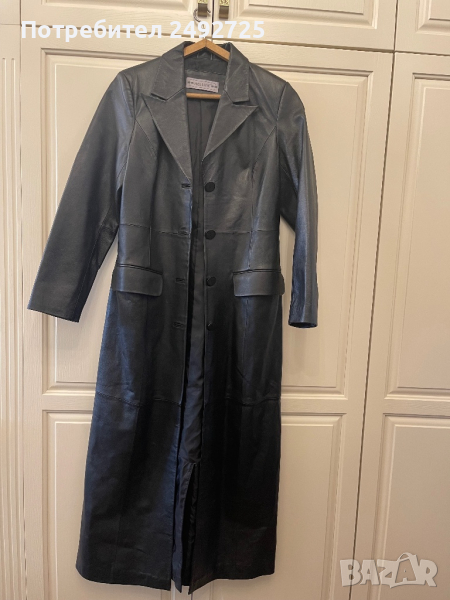 Палто черно кожено естествена кожа HELLINE, снимка 1