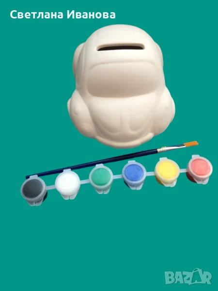 Детска керамична касичка за оцветяване КОЛА-МАККУИН- Творчески комплект за спестяване, снимка 1