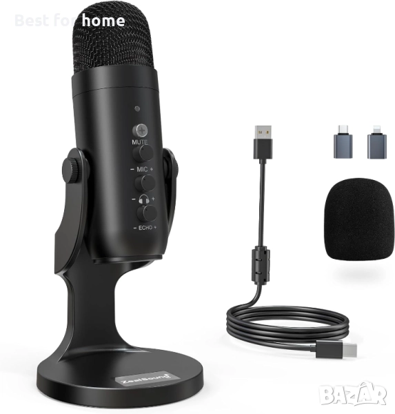 Plug&Play геймърски микрофони за PS 4 и 5. с изход за слушалки и контрол на силата на звука, снимка 1