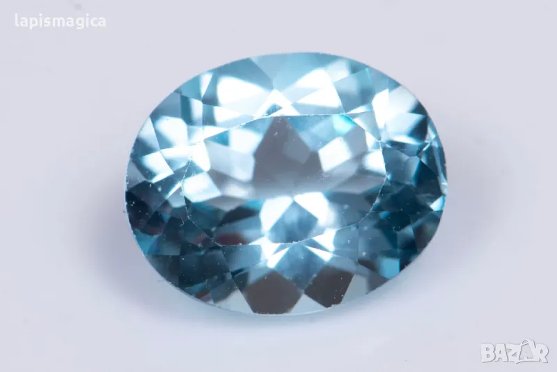 Син топаз 3.26ct 10x8mm овална шлифовка #13, снимка 1