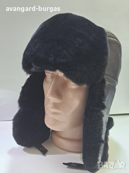 Мъжка шапка - телешка кожа с косъм Чинчила -213, снимка 1