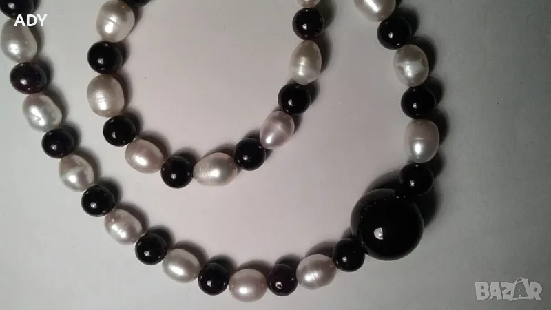 ЕСТЕСТВЕНИ ГРАНАТИ +  ПЕРЛИ - КОЛИЕ / ГЕРДАН, снимка 1