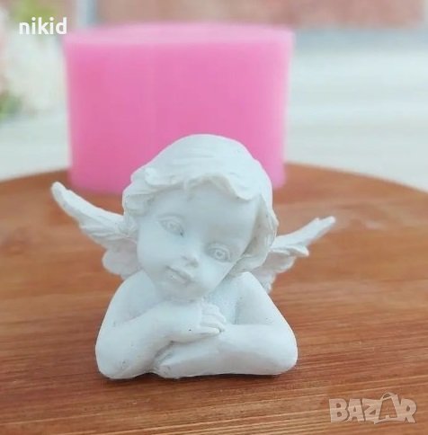 3D Ангел Ангелче с наклонена главичка силиконов молд форма калъп фондан гипс свещ, снимка 1