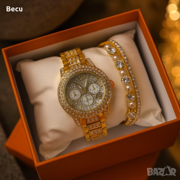 Дамски часовник с гривни – готово решение за ефектен подарък, снимка 1