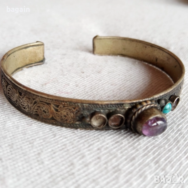 Старинна гривна с аметист., снимка 1