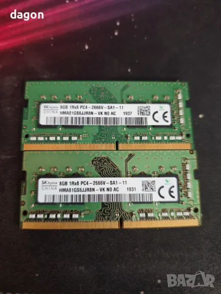 2xSK hynix DDR4 RAMS 8GB 1Rx8 PC4-2666V-SA1-11 DDR4 8GB 2666MHz лаптоп памет 8gb 2666 ddr4, снимка 1