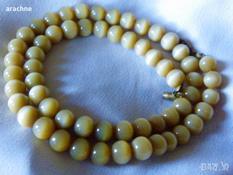 Стар гердан от хризоберил-цимофан с ефект "котешко око", снимка 1