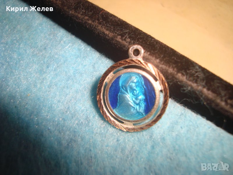 СТАРА ПОСРЕБРЕНА ЕМАЙЛИРАНА РИМОКАТОЛИЧЕСКА ИКОНКА 20658, снимка 1