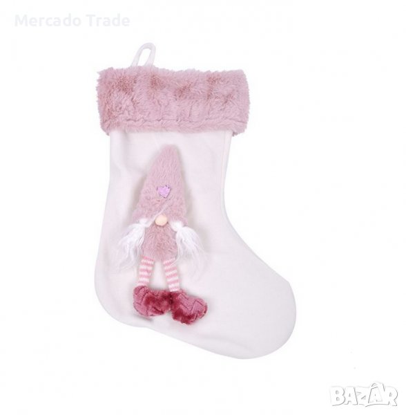 Коледен ботуш Mercado Trade, 3D, Гном, 43 см, Бял, снимка 1