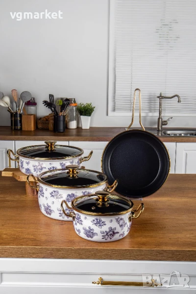 Комплект тенджери и тиган Bonera Academia Liliuyum Belly 7 части, снимка 1