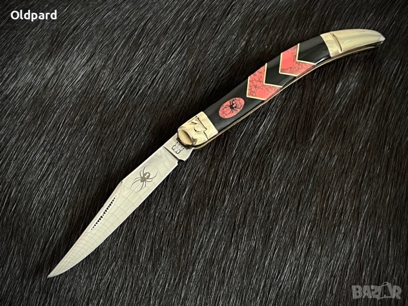 Висококачествен колекционерски джобен сгъваем нож на стил Black Spider (Medium Toothpick) RR1672 , снимка 1